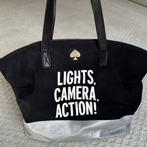 Kate Spade Black and Silver Statement Lights Camera Action Tote